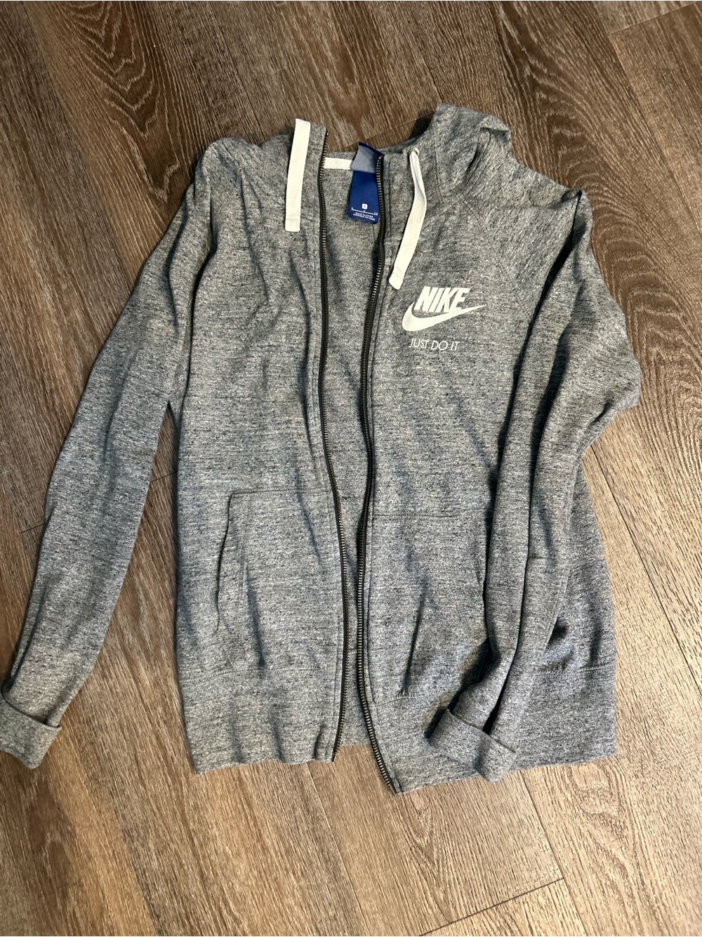 Nike Heather Gray Full-Zip Hoodie with White Logo